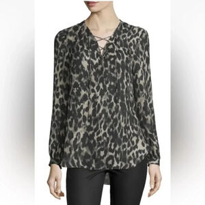 Haute Hippie Clinton Leopard Silk Blouse Top‎ Womens Size Small (554)